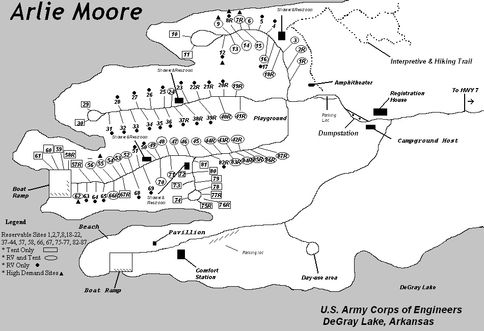 DeGray Lake Arlie Moore Map 